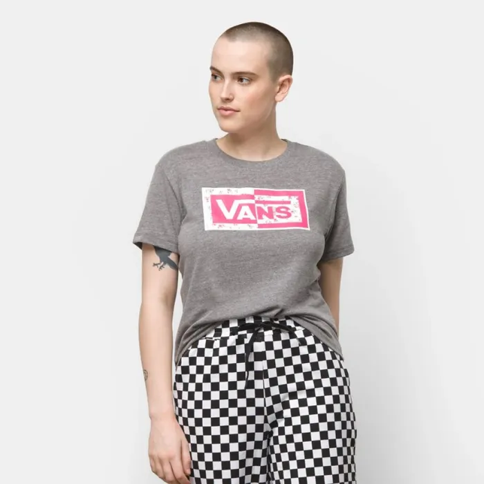 TShirts and Tanks Vans Women Split Ticket Boyfriend Tee Grey Heather TShirts and Tanks Vans Women Split Ticket Boyfriend Tee Grey Heather