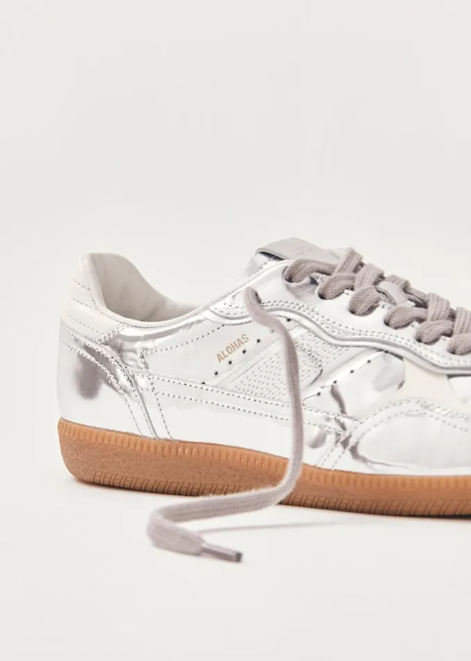 Tb490 Rife Shimmer Silver Cream Leather Sneakers WomenMen ALOHAS Sneakers
