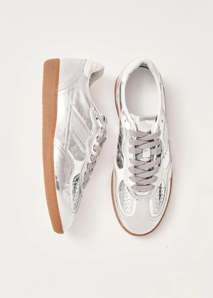 Tb490 Rife Shimmer Silver Cream Leather Sneakers WomenMen ALOHAS Sneakers