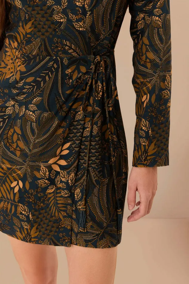 Teal Dotted Forest Lenzing Ecovero Viscose Wrap Mini Dress Women FARM Rio Mini Dresses Teal Dotted Forest Lenzing Ecovero Viscose Wrap Mini Dress Women FARM Rio Mini Dresses