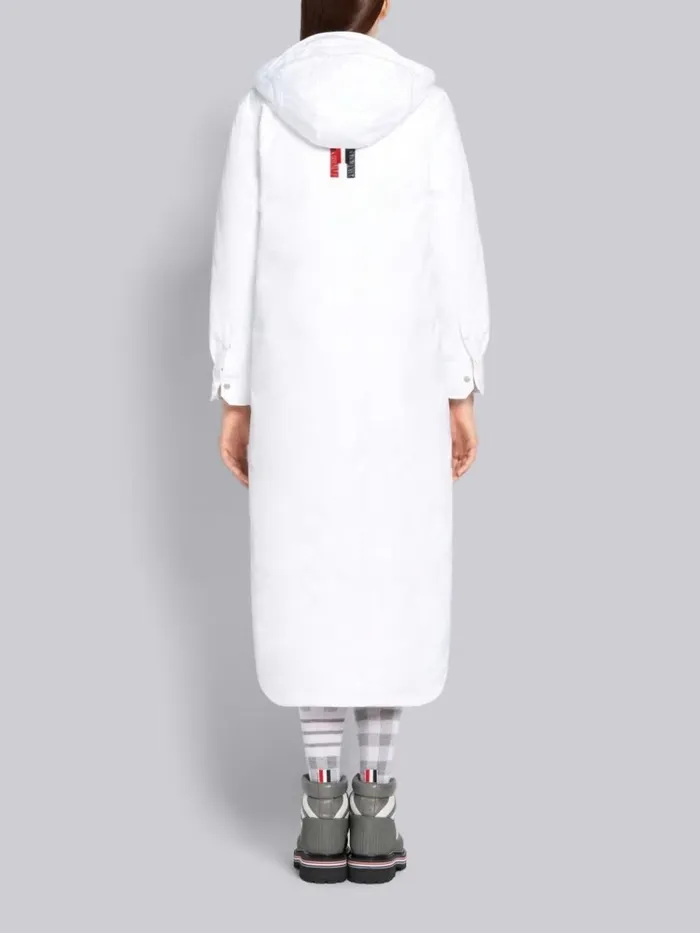 Tech Down Filled Poly Twill Hooded Shirtdress White Women Thom Browne Outerwear