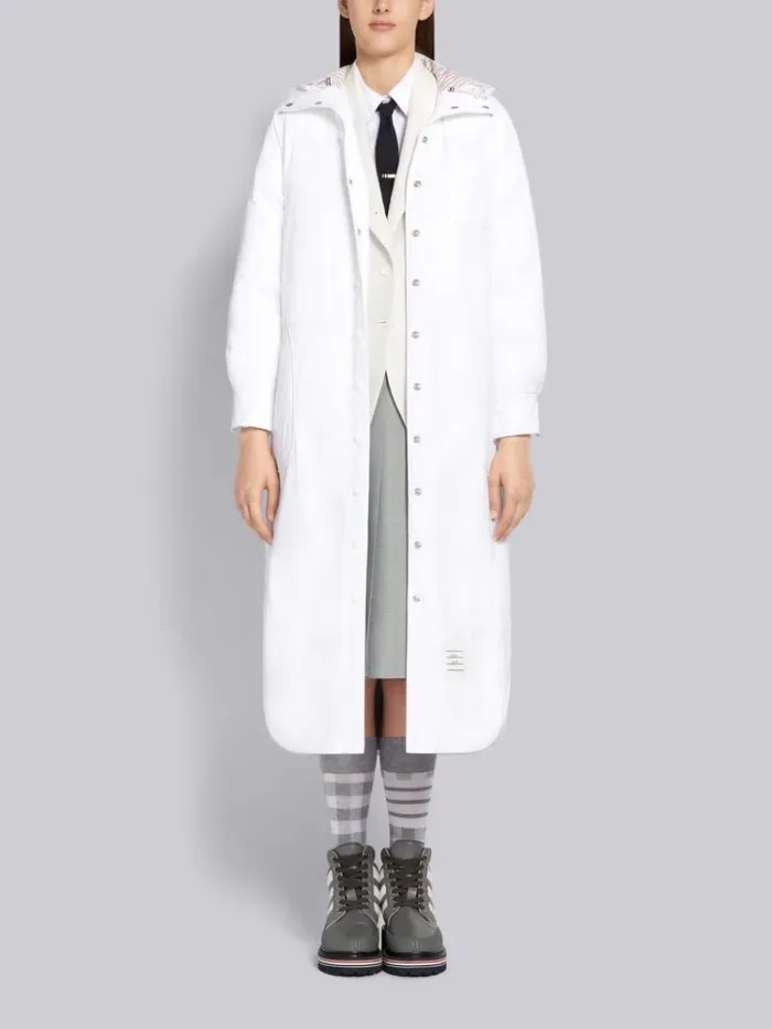 Tech Down Filled Poly Twill Hooded Shirtdress White Women Thom Browne Outerwear