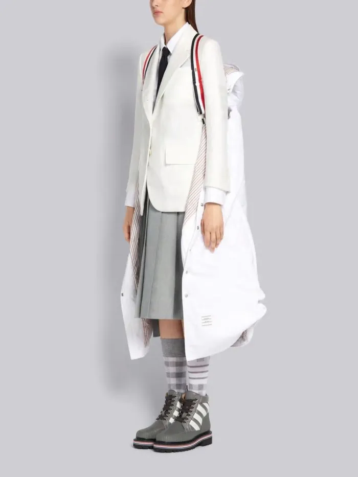 Tech Down Filled Poly Twill Hooded Shirtdress White Women Thom Browne Outerwear