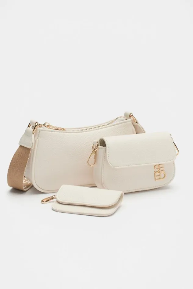 Teen Bags Seed Heritage Twin Cross Body Bag Light Cream