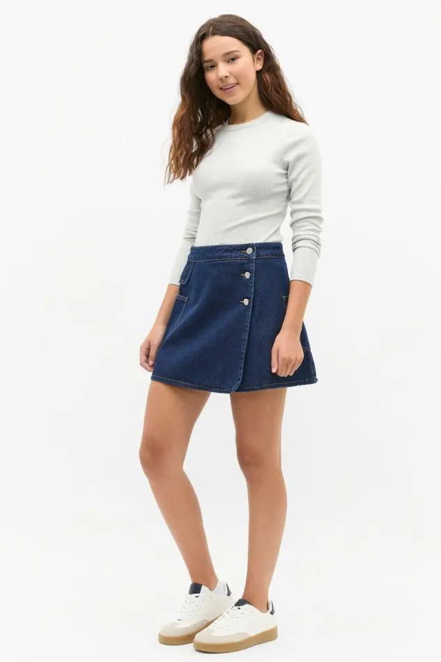 Teen Essentials Seed Heritage Cargo Denim Skirt Rinse Wash