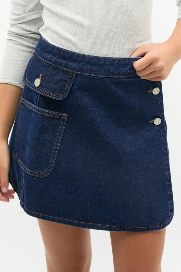 Teen Essentials Seed Heritage Cargo Denim Skirt Rinse Wash