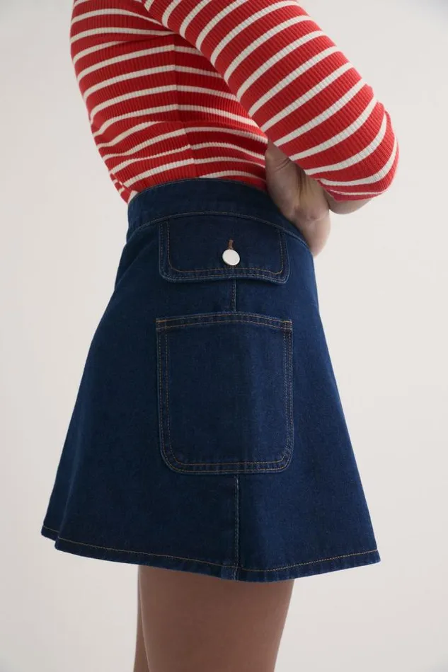 Teen Essentials Seed Heritage Cargo Denim Skirt Rinse Wash