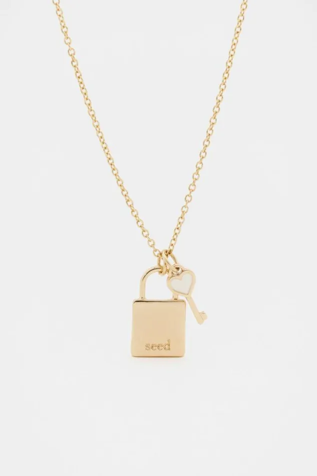 Teen Jewellery and Hair Seed Heritage Lock And Key Necklace Gold