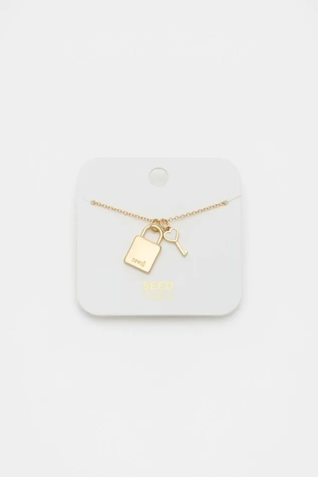 Teen Jewellery and Hair Seed Heritage Lock And Key Necklace Gold