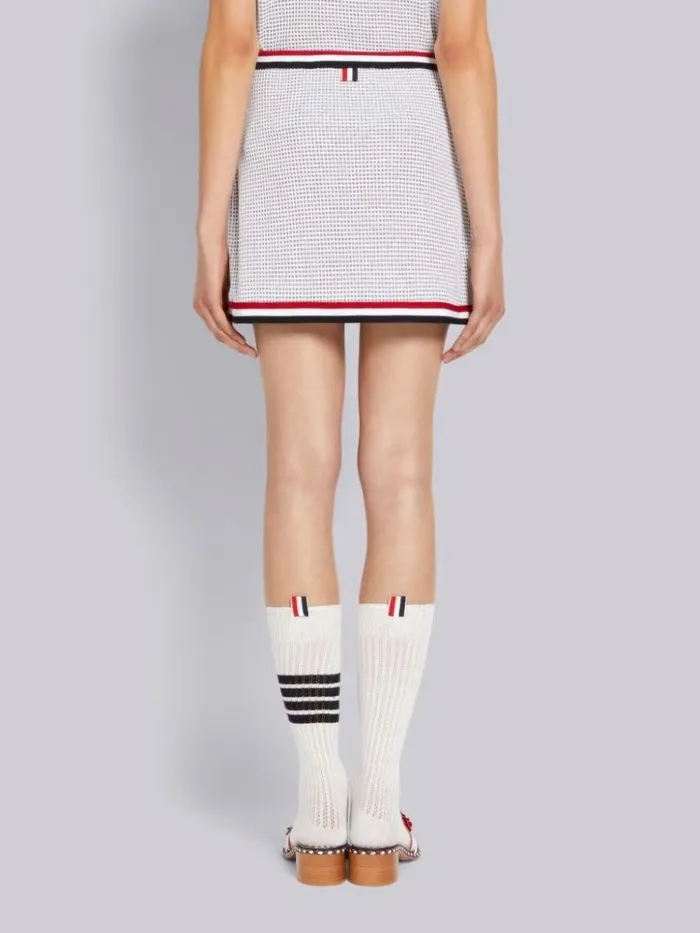 Textured Bicolor Cotton Check Stripe Framing Mini Wrap Skirt Light Grey Women Thom Browne Sweats