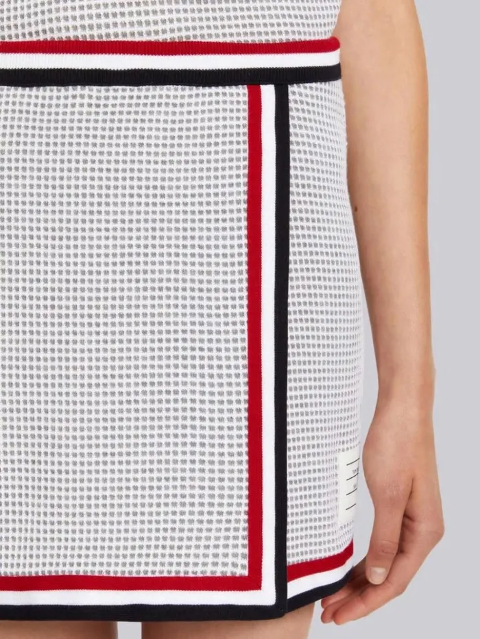 Textured Bicolor Cotton Check Stripe Framing Mini Wrap Skirt Light Grey Women Thom Browne Sweats