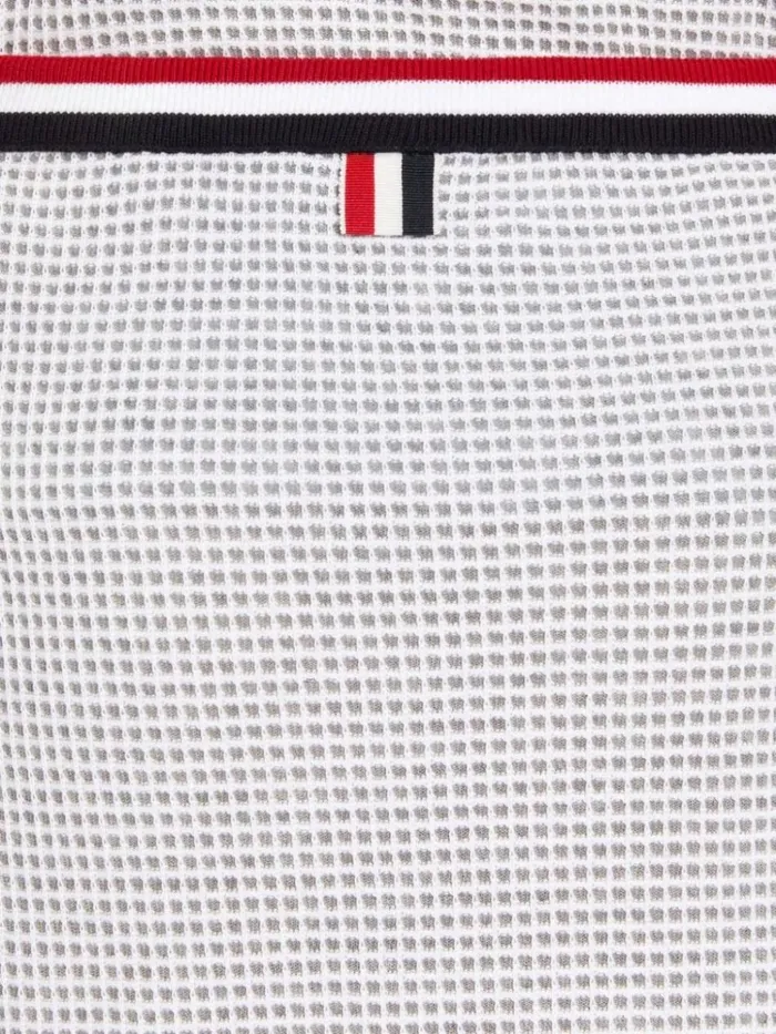 Textured Bicolor Cotton Check Stripe Framing Mini Wrap Skirt Light Grey Women Thom Browne Sweats