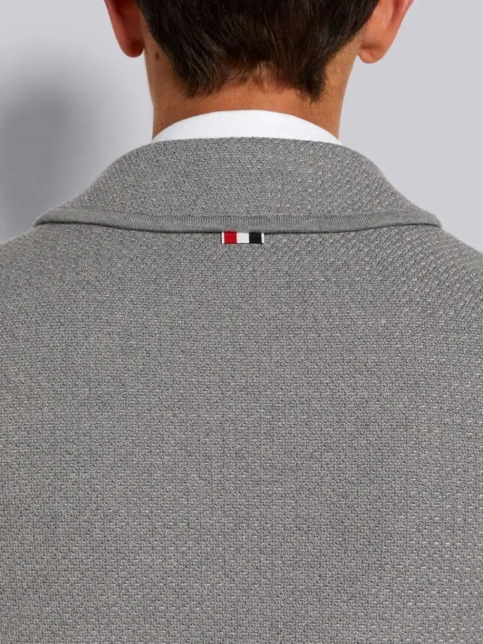 Textured Jacquard Stripe Armband Jacket Light Grey Men Thom Browne Jackets and Suiting