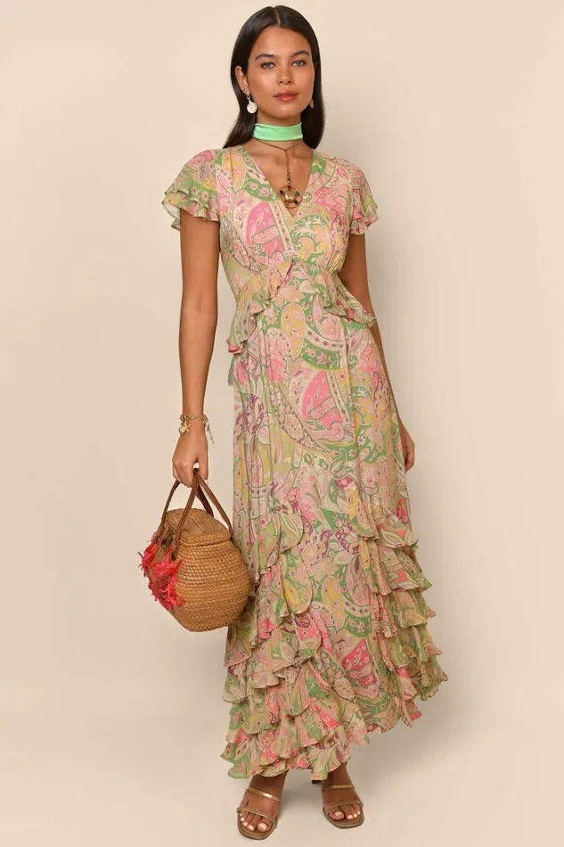 Thanvi Grace Paisley Green Women RIXO Dresses Thanvi Grace Paisley Green Women RIXO Dresses