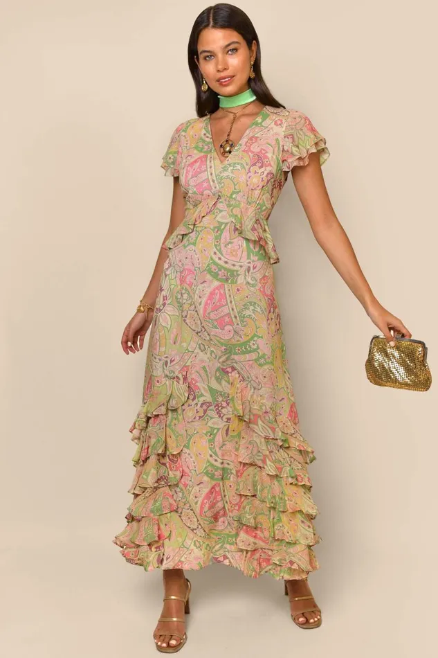 Thanvi Grace Paisley Green Women RIXO Dresses Thanvi Grace Paisley Green Women RIXO Dresses