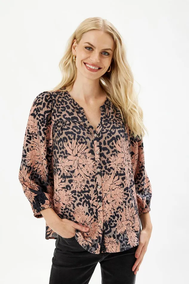 THEA SHIRT 16506 212 Rose Wood 212 Women IN FRONT BLOUSES SHIRTS