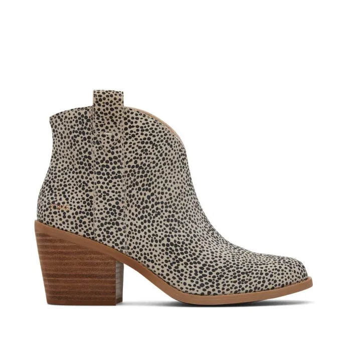 Toms Boots and Booties Constance Heeled Boot Mini Cheetah Suede 8211 Women