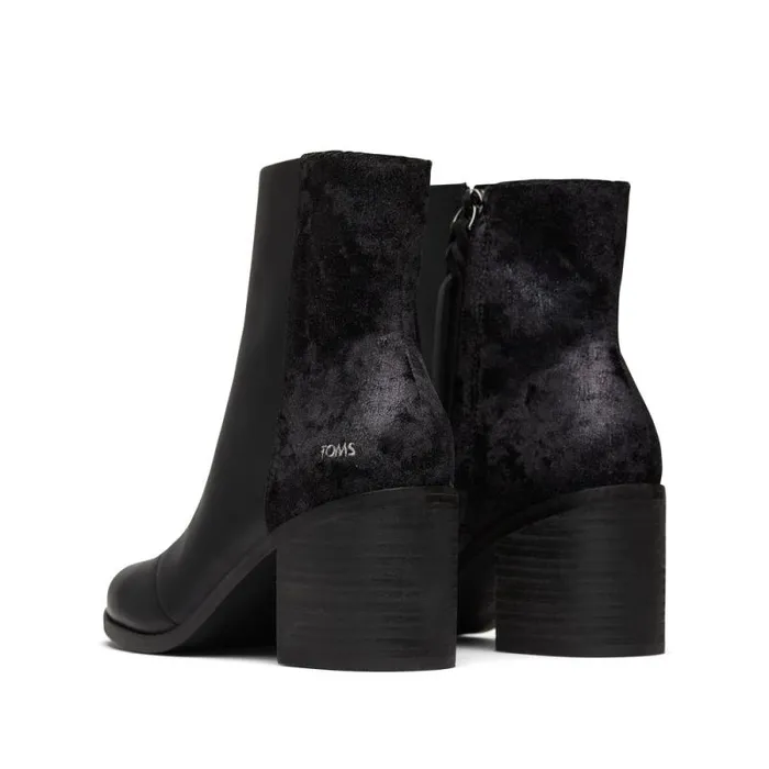 Toms Boots and Booties Evelyn Heeled Boot Leather Black Plush Foil 8211 Women Toms Boots and Booties Evelyn Heeled Boot Leather Black Plush Foil 8211 Women
