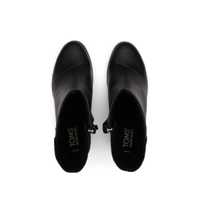 Toms Boots and Booties Evelyn Heeled Boot Leather Black Plush Foil 8211 Women Toms Boots and Booties Evelyn Heeled Boot Leather Black Plush Foil 8211 Women
