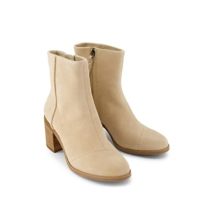 Toms Boots and Booties Evelyn Heeled Boot Natural Suede Deco Stitch 8211 Women Toms Boots and Booties Evelyn Heeled Boot Natural Suede Deco Stitch 8211 Women