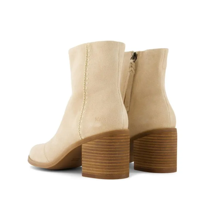 Toms Boots and Booties Evelyn Heeled Boot Natural Suede Deco Stitch 8211 Women Toms Boots and Booties Evelyn Heeled Boot Natural Suede Deco Stitch 8211 Women