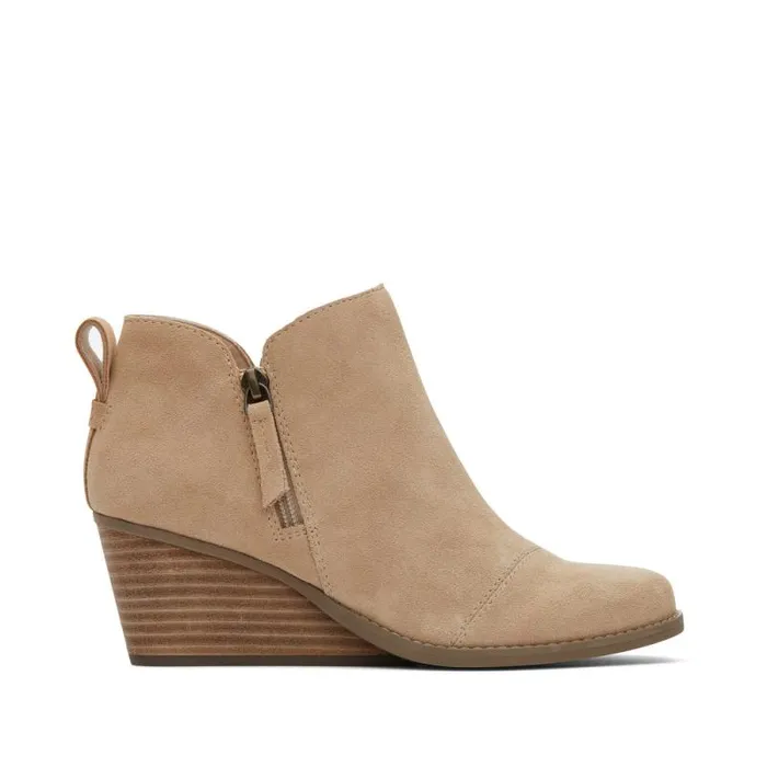 Toms Boots and Booties Goldie Wedge Boot Oatmeal Suede 8211 Women