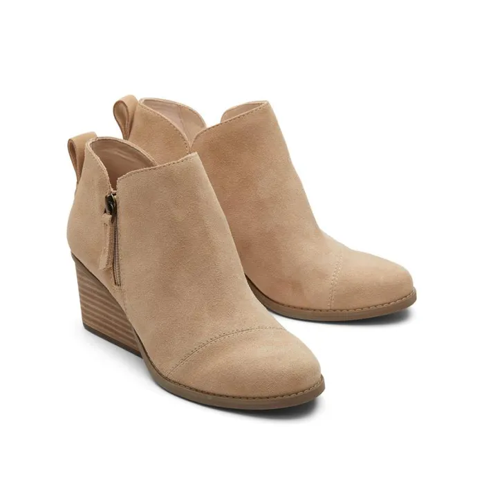 Toms Boots and Booties Goldie Wedge Boot Oatmeal Suede 8211 Women Toms Boots and Booties Goldie Wedge Boot Oatmeal Suede 8211 Women