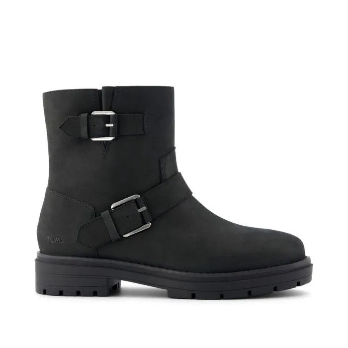 Toms Boots and Booties Ionie Moto Boot Black Nubuck Leather 8211 Women