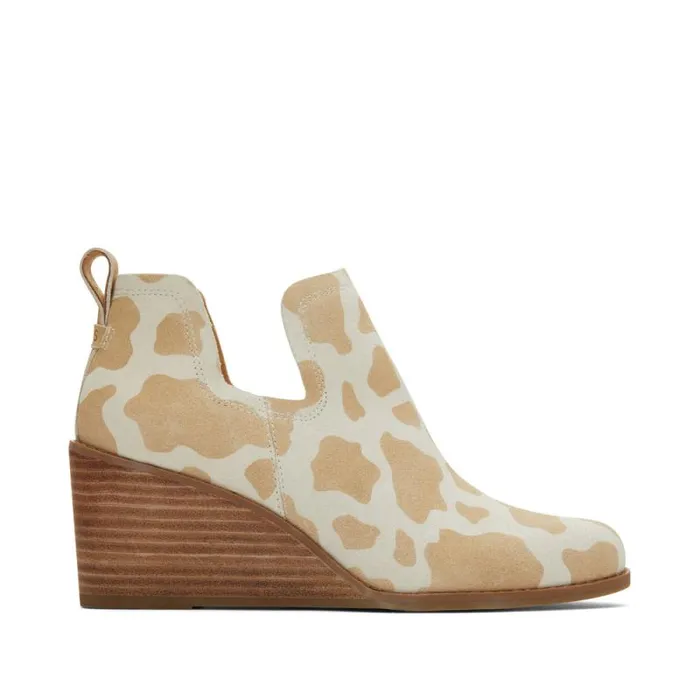 Toms Boots and Booties Kallie Wedge Bootie Cow Print 8211 Women