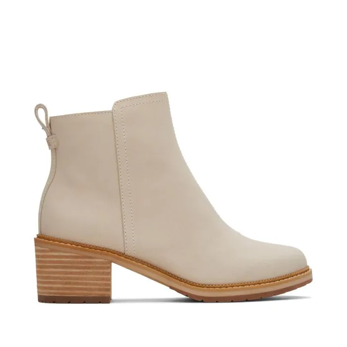 Toms Boots and Booties Marina Heeled Boot Beige Leather 8211 Women