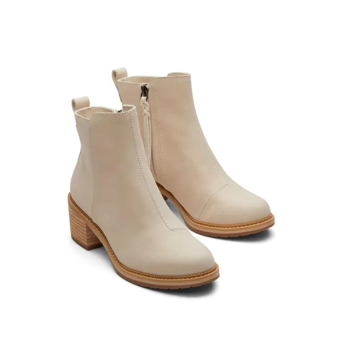 Toms Boots and Booties Marina Heeled Boot Beige Leather 8211 Women Toms Boots and Booties Marina Heeled Boot Beige Leather 8211 Women