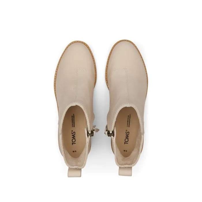 Toms Boots and Booties Marina Heeled Boot Beige Leather 8211 Women Toms Boots and Booties Marina Heeled Boot Beige Leather 8211 Women