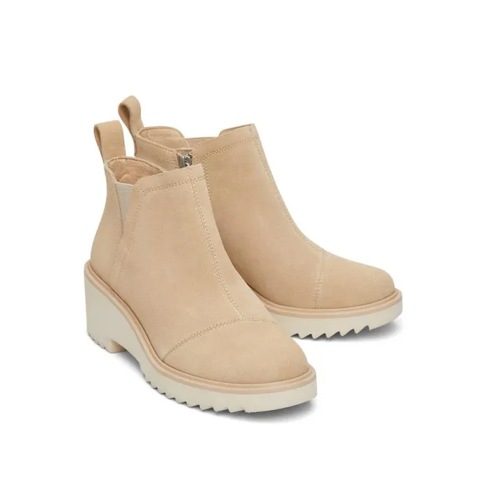 Toms Boots and Booties Maude Wedge Boot Oatmeal Suede 8211 Women Toms Boots and Booties Maude Wedge Boot Oatmeal Suede 8211 Women