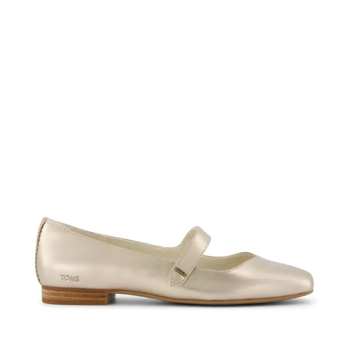 Toms Flats and Loafers Bianca Flat Gold Metallic Leather 8211 Women