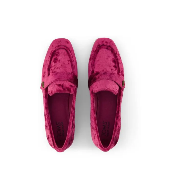 Toms Flats and Loafers Lynette Loafer Berry Burgundy Crushed Velvet 8211 Women Toms Flats and Loafers Lynette Loafer Berry Burgundy Crushed Velvet 8211 Women