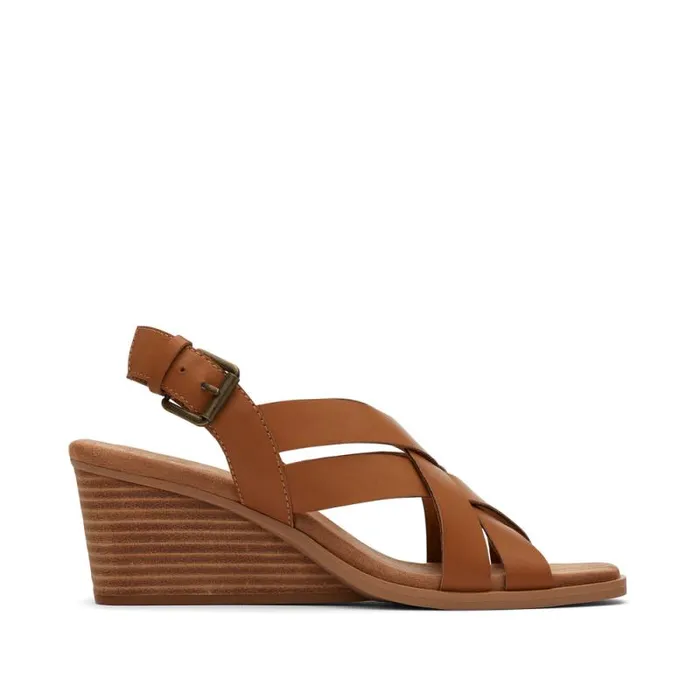 Toms Heels and Wedges Gracie Wedge Sandal Leather Tan 8211 Women