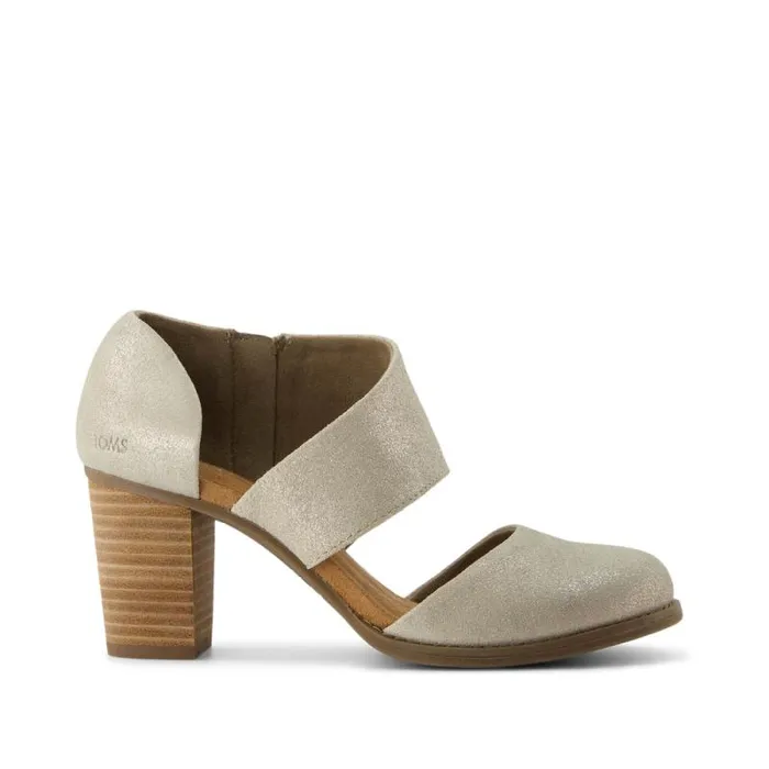 Toms Heels and Wedges Milan Closed Toe Heel Champagne Metallic Suede 8211 Women
