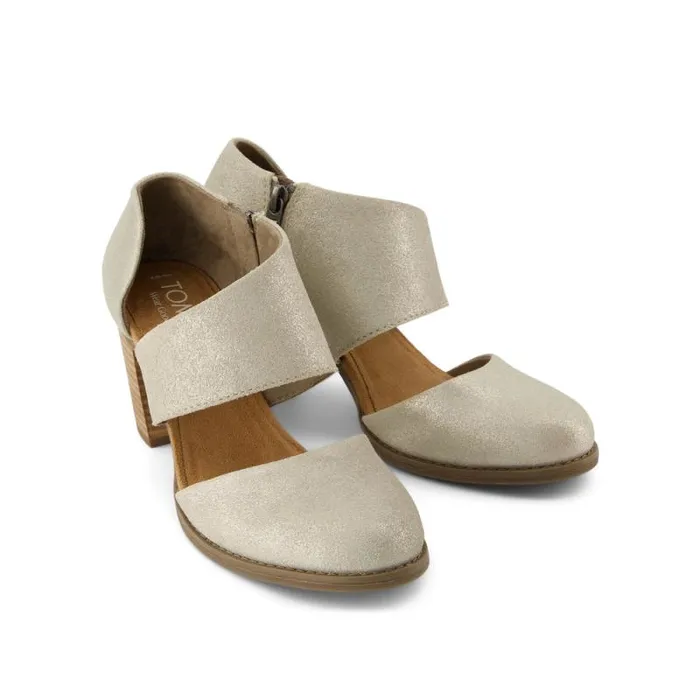 Toms Heels and Wedges Milan Closed Toe Heel Champagne Metallic Suede 8211 Women Toms Heels and Wedges Milan Closed Toe Heel Champagne Metallic Suede 8211 Women