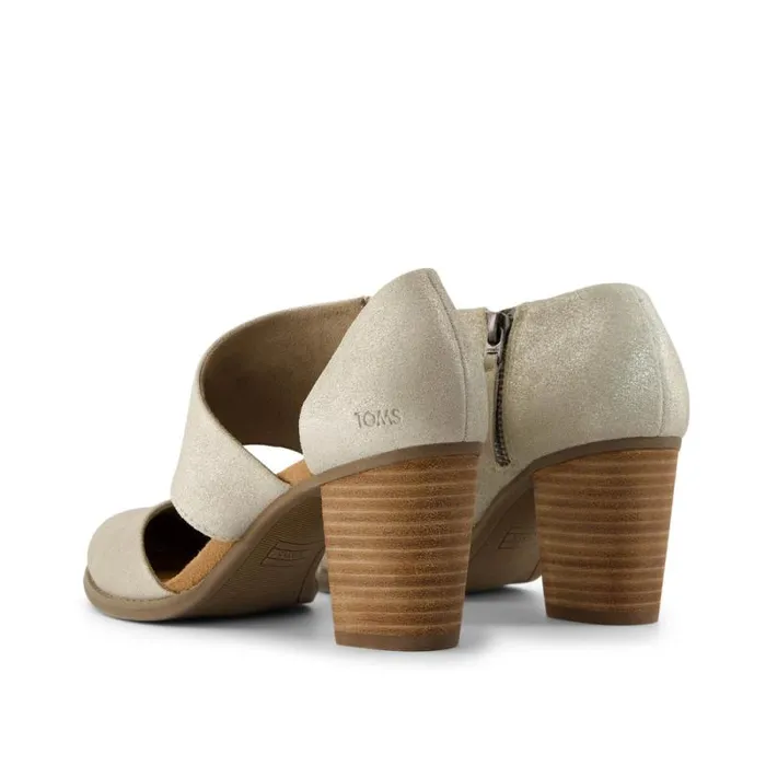 Toms Heels and Wedges Milan Closed Toe Heel Champagne Metallic Suede 8211 Women Toms Heels and Wedges Milan Closed Toe Heel Champagne Metallic Suede 8211 Women