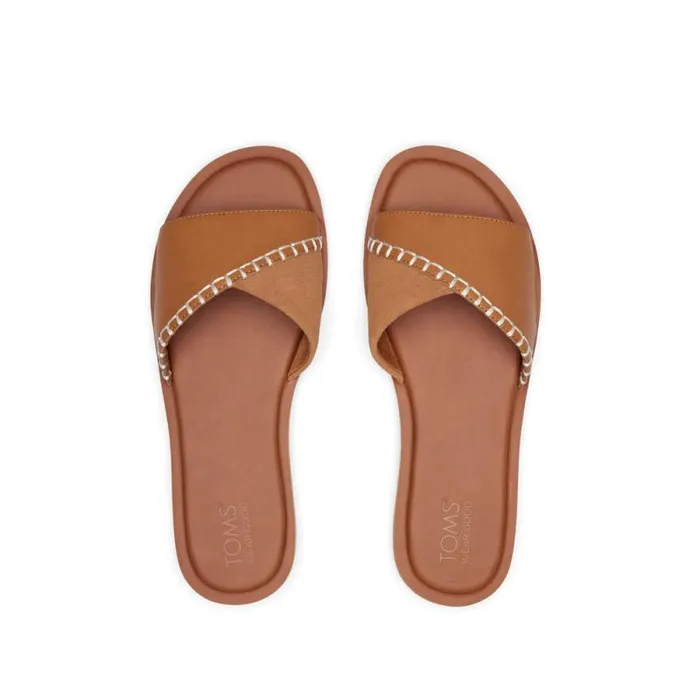 Toms Mules and Slides Shea Slide Sandal Tan Leather 8211 Women Toms Mules and Slides Shea Slide Sandal Tan Leather 8211 Women
