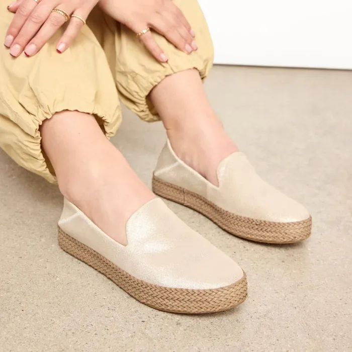 Toms Slip Ons Carolina Espadrille Metallic Champagne Suede 8211 Women Toms Slip Ons Carolina Espadrille Metallic Champagne Suede 8211 Women