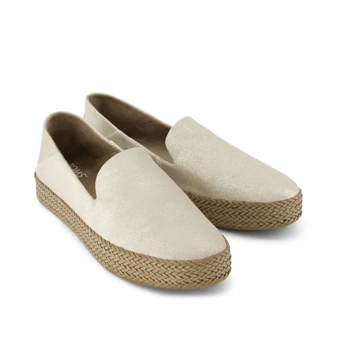 Toms Slip Ons Carolina Espadrille Metallic Champagne Suede 8211 Women Toms Slip Ons Carolina Espadrille Metallic Champagne Suede 8211 Women