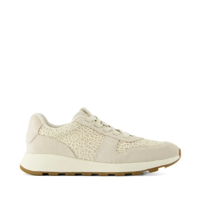 Toms Slip Ons TRVL LITE Retro Runner Sneaker Water Repellent Light Sand Suede And Moroccan Crochet 8211 Women