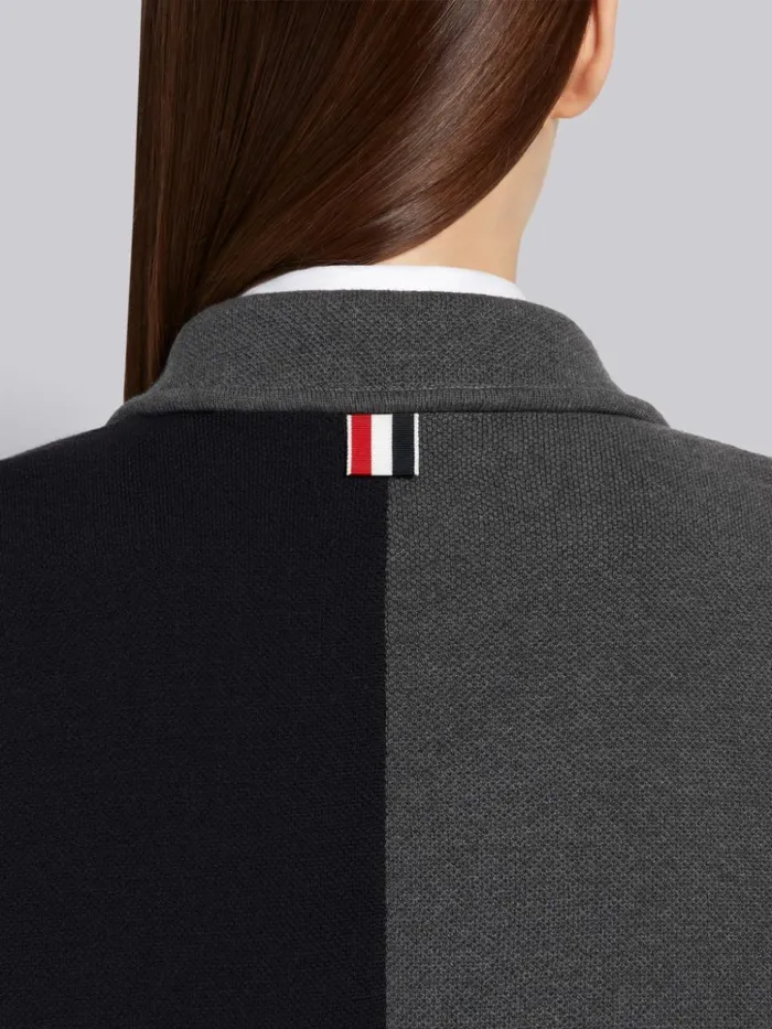 Tonal Grey Cotton Double Face Pique Funmix Narrow Shoulder 4bar Sack Jacket Multi Seasonal Women Thom Browne Outerwear