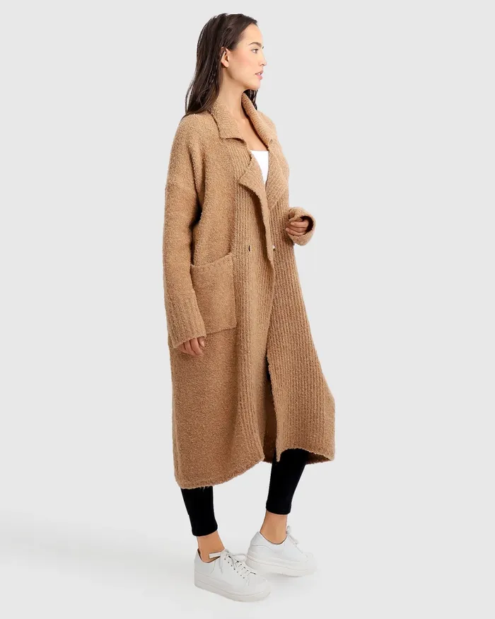 Tops Belle and Bloom Women Born To Run Sustainable Sweater Coat 8211 Light Camel Tops Belle and Bloom Women Born To Run Sustainable Sweater Coat 8211 Light Camel