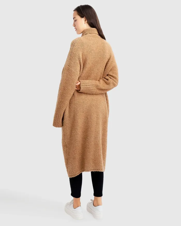 Tops Belle and Bloom Women Born To Run Sustainable Sweater Coat 8211 Light Camel