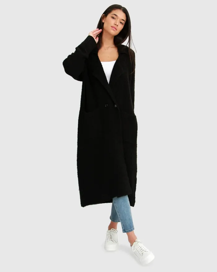 Tops Born To Run Sustainable Sweater Coat 8211 Black 8211 Belle and Bloom Women Tops Born To Run Sustainable Sweater Coat 8211 Black 8211 Belle and Bloom Women