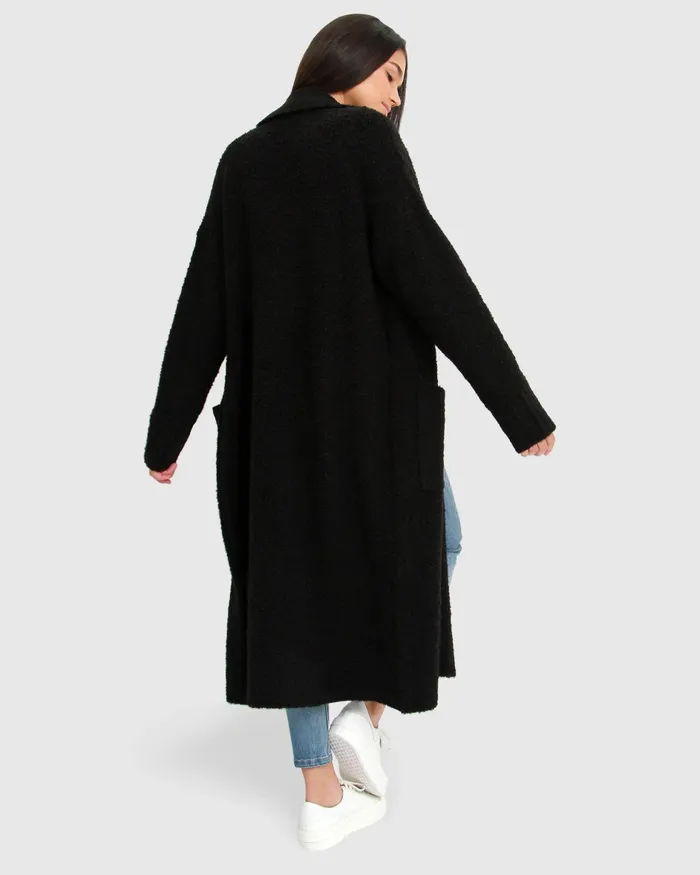 Tops Born To Run Sustainable Sweater Coat 8211 Black 8211 Belle and Bloom Women