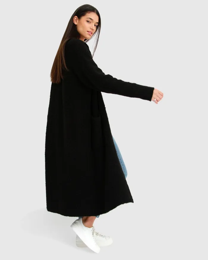 Tops Born To Run Sustainable Sweater Coat 8211 Black 8211 Belle and Bloom Women