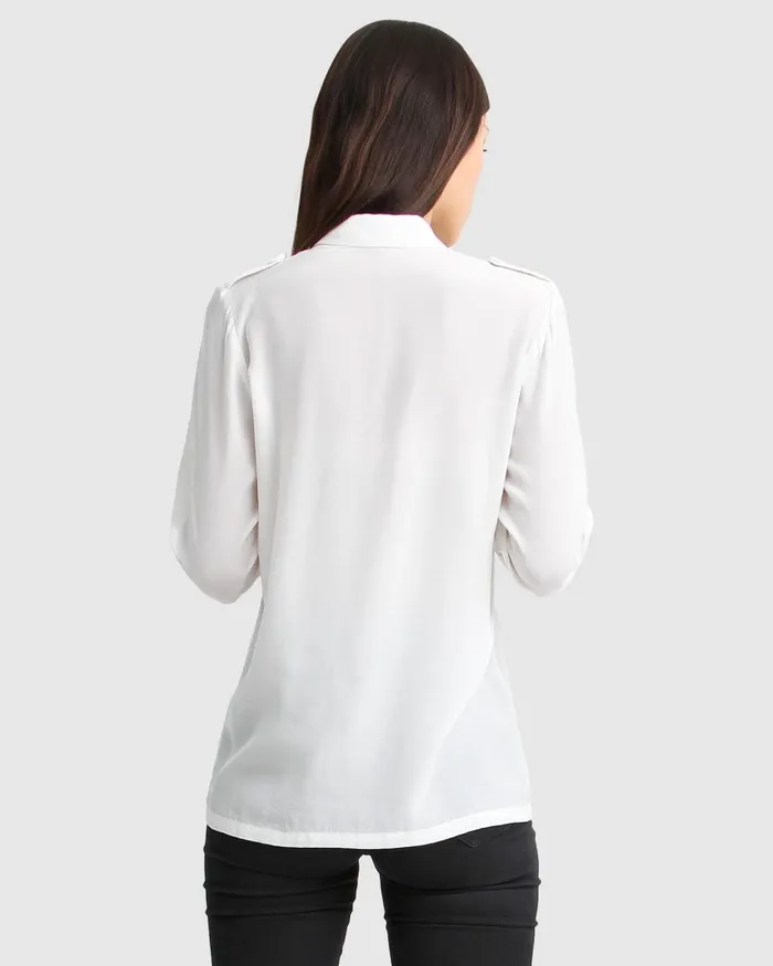 Tops Eclipse Rolled Sleeve Blouse 8211 Cream 8211 Belle and Bloom Women